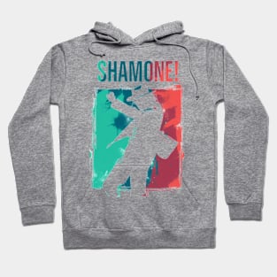 Shamone! - Icon Silhouette - Teal, Red and White Backdrop - Pop Music Hoodie